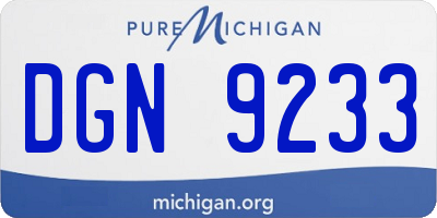 MI license plate DGN9233