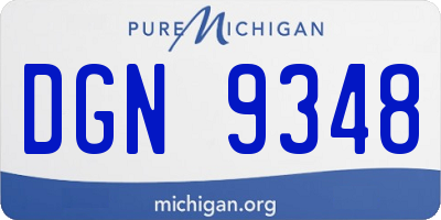 MI license plate DGN9348
