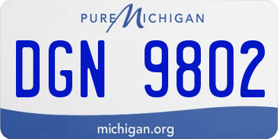 MI license plate DGN9802