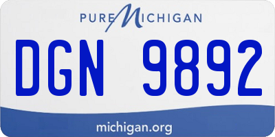 MI license plate DGN9892