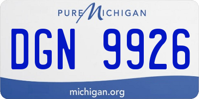 MI license plate DGN9926