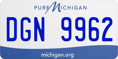 MI license plate DGN9962