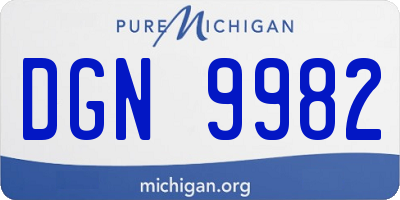 MI license plate DGN9982