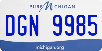 MI license plate DGN9985
