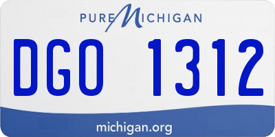 MI license plate DGO1312