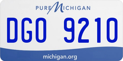 MI license plate DGO9210