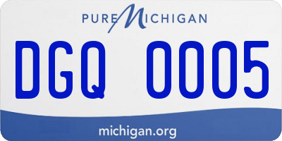 MI license plate DGQ0005