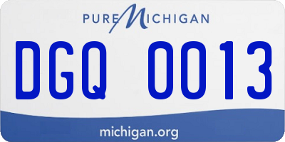 MI license plate DGQ0013