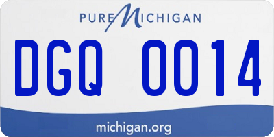 MI license plate DGQ0014