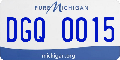 MI license plate DGQ0015