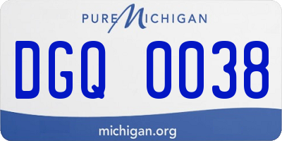 MI license plate DGQ0038