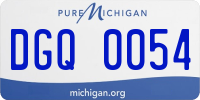 MI license plate DGQ0054