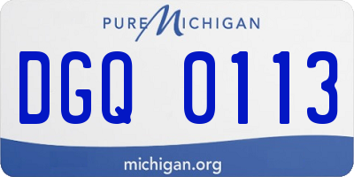 MI license plate DGQ0113