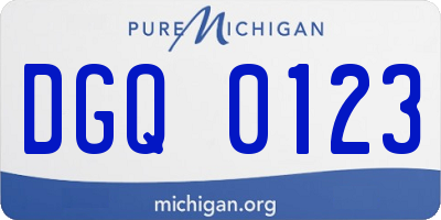 MI license plate DGQ0123