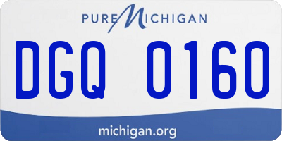 MI license plate DGQ0160