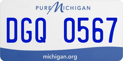MI license plate DGQ0567