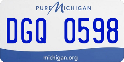 MI license plate DGQ0598