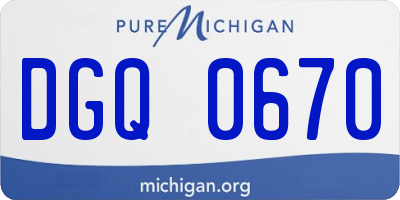 MI license plate DGQ0670