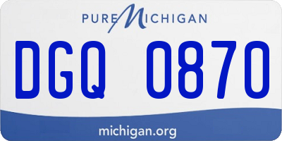 MI license plate DGQ0870