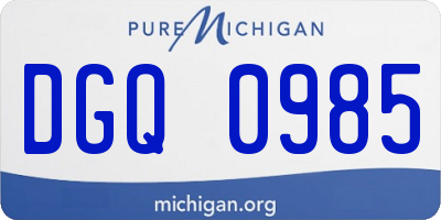 MI license plate DGQ0985