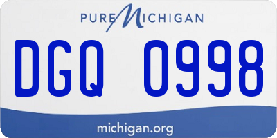 MI license plate DGQ0998