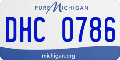 MI license plate DHC0786