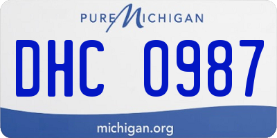 MI license plate DHC0987