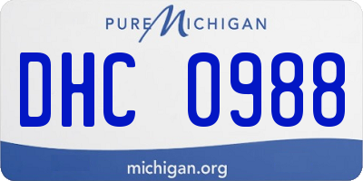 MI license plate DHC0988