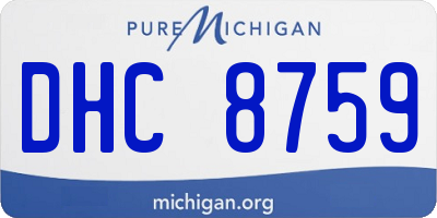 MI license plate DHC8759