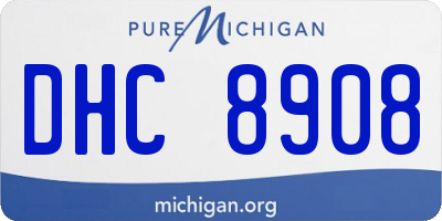 MI license plate DHC8908