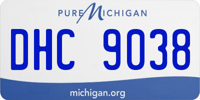 MI license plate DHC9038