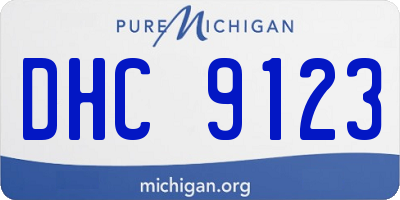 MI license plate DHC9123