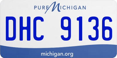 MI license plate DHC9136