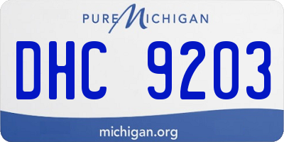 MI license plate DHC9203