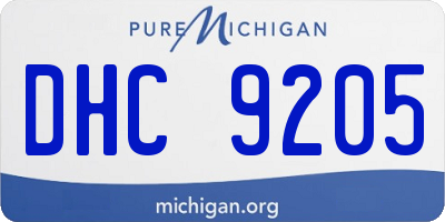 MI license plate DHC9205