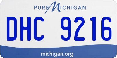 MI license plate DHC9216