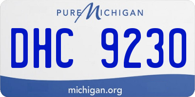 MI license plate DHC9230