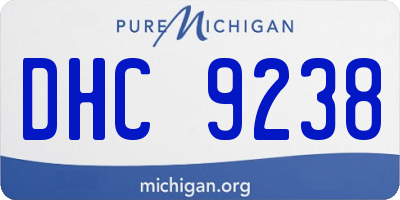 MI license plate DHC9238