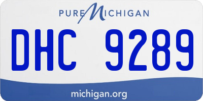 MI license plate DHC9289