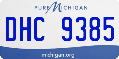 MI license plate DHC9385