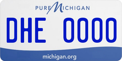 MI license plate DHE0000
