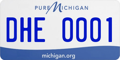 MI license plate DHE0001