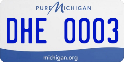 MI license plate DHE0003