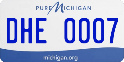 MI license plate DHE0007