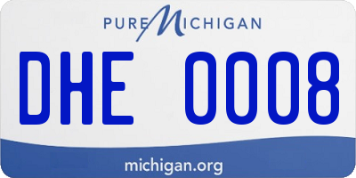 MI license plate DHE0008