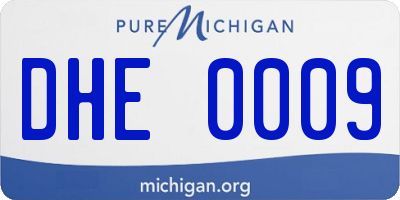 MI license plate DHE0009