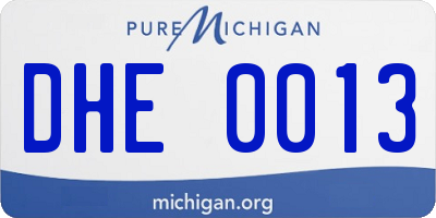 MI license plate DHE0013