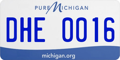 MI license plate DHE0016