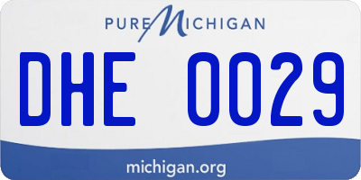 MI license plate DHE0029