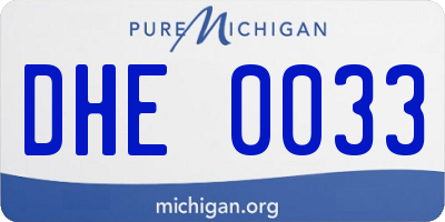 MI license plate DHE0033